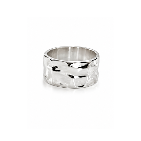 Bague martelée en argent massif LUXAN